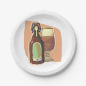 Bierflasche und Glas Rustikale Brauerei Pappteller (Vorderseite)