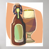 Bierflasche und Glas Rustikale Brauerei Poster (Vorne)