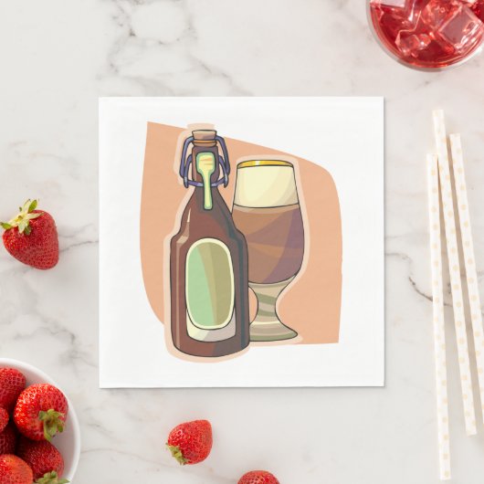 Bierflasche und Glas Rustikale Brauerei Serviette (Beispiel)