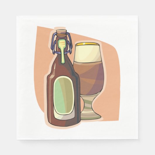 Bierflasche und Glas Rustikale Brauerei Serviette (Vorderseite)