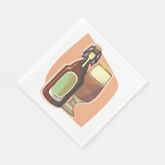 Bierflasche und Glas Rustikale Brauerei Serviette (Ecke)