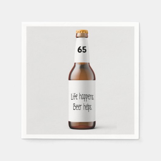 Bierflasche zum 65. Geburtstag Serviette (Vorderseite)