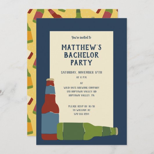Bierflaschen Bachelor Party Custom Einladung (Vorne/Hinten)