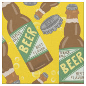 Bierflaschen und -kappen Muster mit Bläschen Retro Stoff (Nahaufnahme)