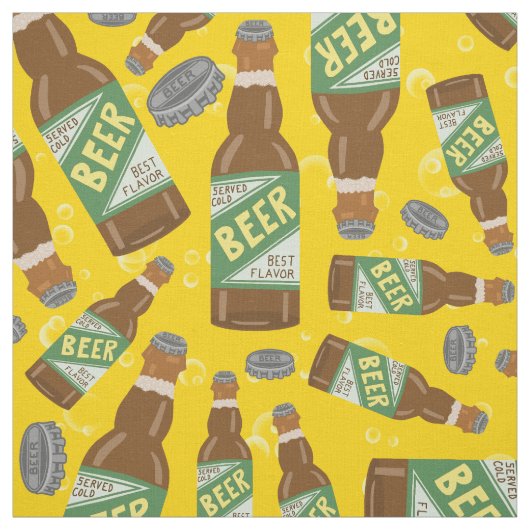 Bierflaschen und -kappen Muster mit Bläschen Retro Stoff (Muster)