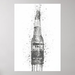 Bierflaschen-Wandkunst-Druck 'Lime' Grau Poster