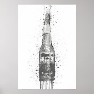 Bierflaschen-Wandkunst-Druck 'Lime' Grau Poster