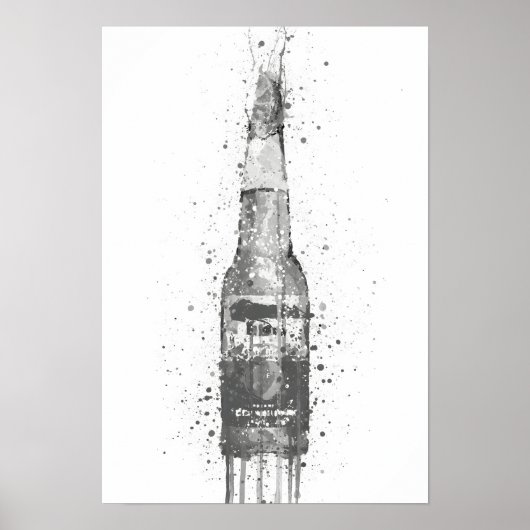 Bierflaschen-Wandkunst-Druck 'Lime' Grau Poster (Vorne)