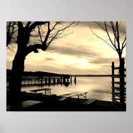 Biergarten am See monochrom Poster