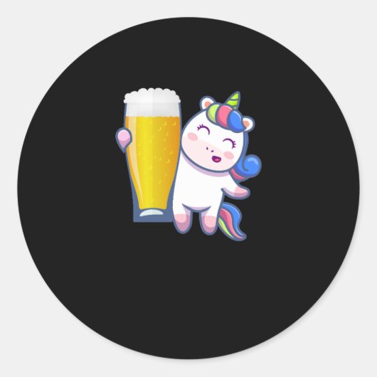 Biergeschenk mit Einhorn Runder Aufkleber (Vorderseite)