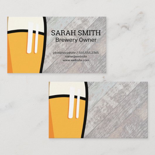 Bierglas | Hintergrund hölzerner Boards Visitenkarte (Vorne/Hinten)