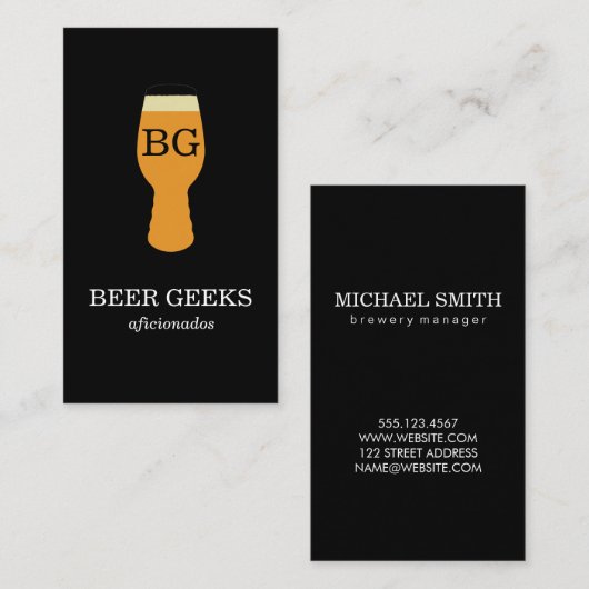 Bierglas mit Monogramm Visitenkarte (Vorne/Hinten)