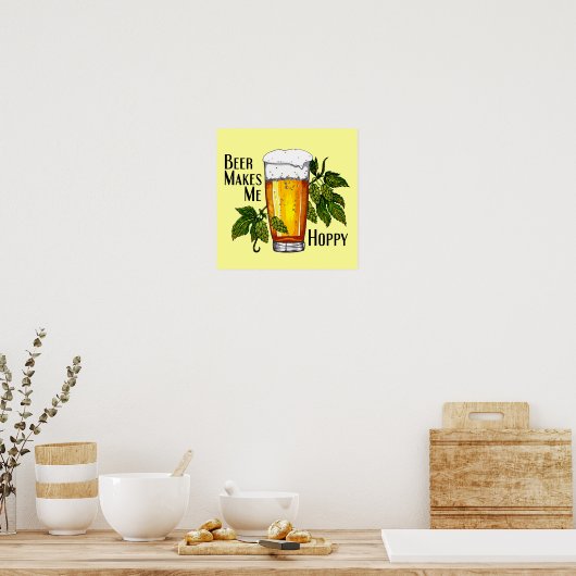 Bierglas und Hopfen mit Text Poster (Küche)