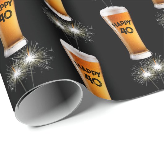 Biergläser im 40. Geburtstag Geschenkpapier (Rolleneckpunkt)
