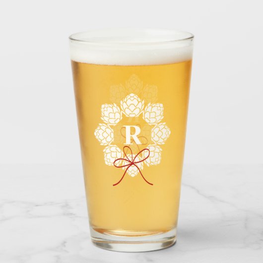 Bierhops Weihnachten mit Monogram Bierglas Glas (Vorne (Gefüllt))