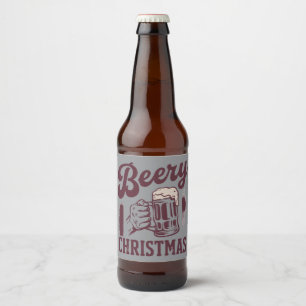 Bieriger Weihnachten Vintage Festliche Party-Typen Bierflaschenetikett
