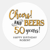 Bierjubiläum 50. Geburtstag Runder Aufkleber (Vorderseite)