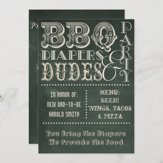 Bierkappen und TYPEN Babydusche Einladung (Vorne/Hinten)