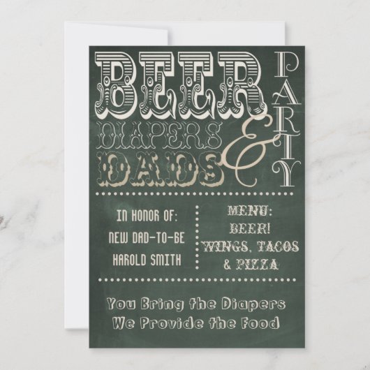 Bierkappen und Väter Babydusche Einladung (Vorderseite)