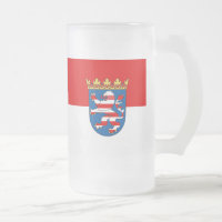 Bierkrug aus Frostglas mit Flagge Hessens