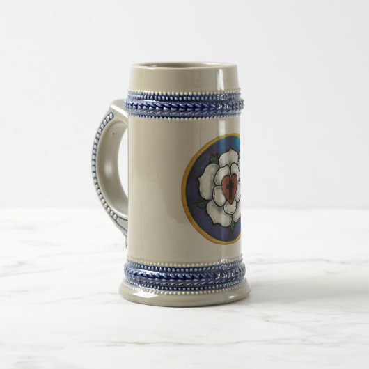 Bierkrug mit Rose und Zitieren von lutero Bierglas (Vorderseite Links)