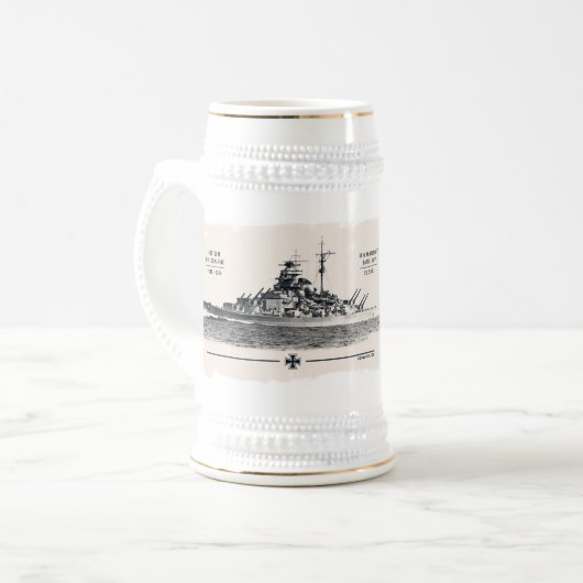 Bierkrug Schlachtschiff Tirpitz Bierglas (Vorderseite Links)