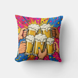 Bierkrug Toast Pop Art Kissen