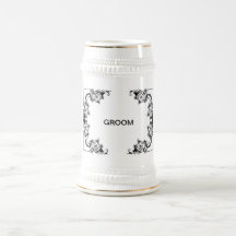Bierkrug VINTAGE FLORAL SCHWARZ-WEIß-DAMAST