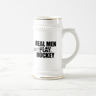 Bierkrug 'Wahre Männer schauen Hockey' Bierglas