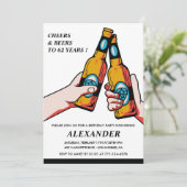 Bierkrüge Rustikale Männer 62. Geburtstag Einladung (Stehend Vorderseite)