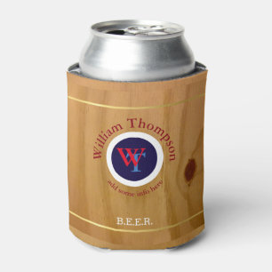 Biermonogramm (Name und Initialen) auf Holz Dosenkühler