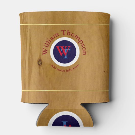 Biermonogramm (Name und Initialen) auf Holz Dosenkühler (Rückseite)