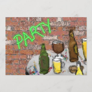 Bierpub Aquarell Bierverkostung Party Einladung