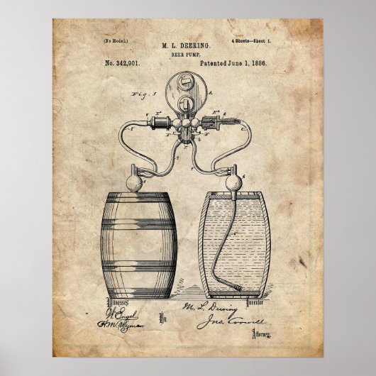 Bierpumpe Patent Poster (Vorne)