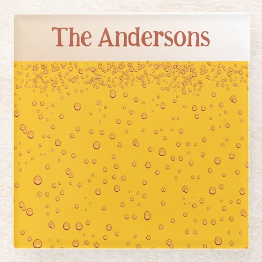 Bierschaum und Bläschen Individuelle Name Glasuntersetzer (Vorderseite)