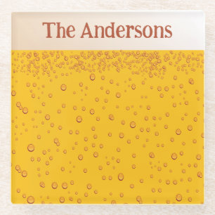 Bierschaum und Blasen Benutzerdefinierter Name Glasuntersetzer