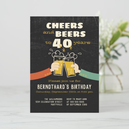 Biersorten bis 40 Jahre Retro-Cartoon Einladung (Stehend Vorderseite)