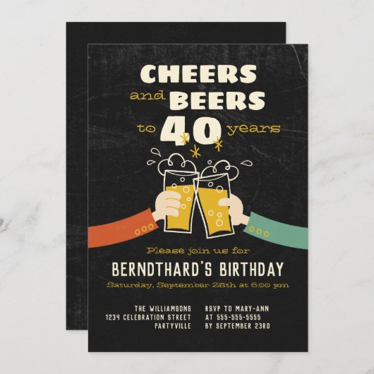 Biersorten bis 40 Jahre Retro-Cartoon Einladung (Vorne/Hinten)
