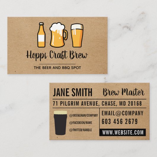 Biersorten Visitenkarte (Vorne/Hinten)