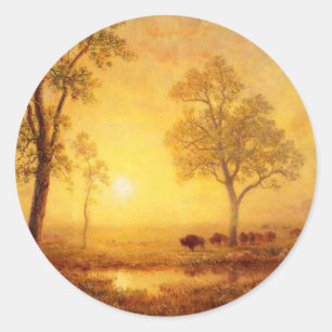 Bierstadt Albert Sunset am Berg Runder Aufkleber