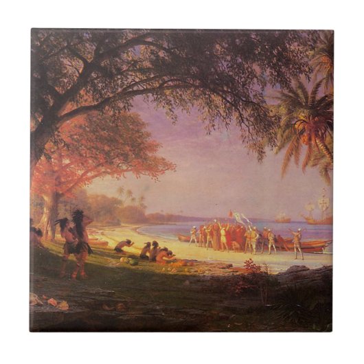 Bierstadt Albert, The Landing of Columbus Fliese (Vorderseite)