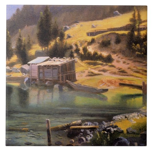 Bierstadt - Fang- und Jagdlager, Alaska Fliese (Vorderseite)