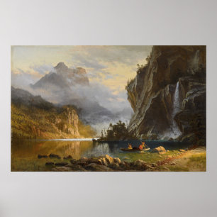 Bierstadt - Indianer fischen mit dem Speer Poster