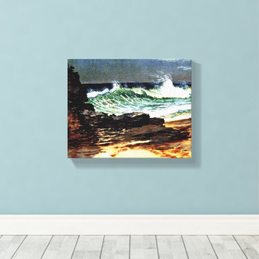 Bierstadt - Strand in Nassau Leinwanddruck (Insitu (Holzboden))