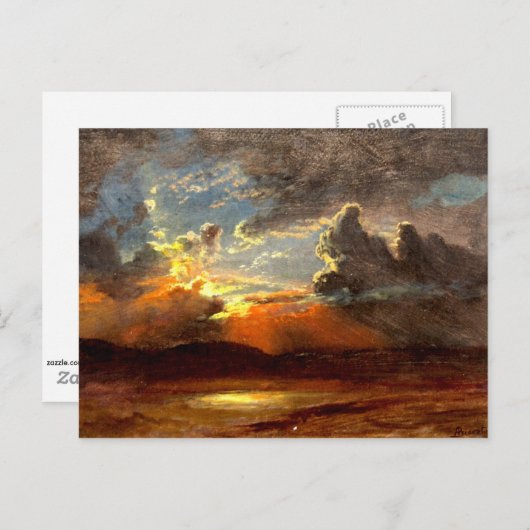 Bierstadt - Sunlit Skies, schöne Landschaftskunst Postkarte (Vorne/Hinten)