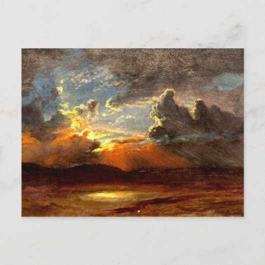 Bierstadt - Sunlit Skies, schöne Landschaftskunst Postkarte (Vorderseite)