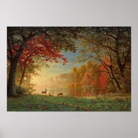 Bierstadt Sunset Deer Lake Painting Poster (Vorne)