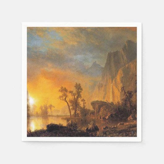 Bierstadt Sunset in der Rockies-Malerei Serviette (Vorderseite)