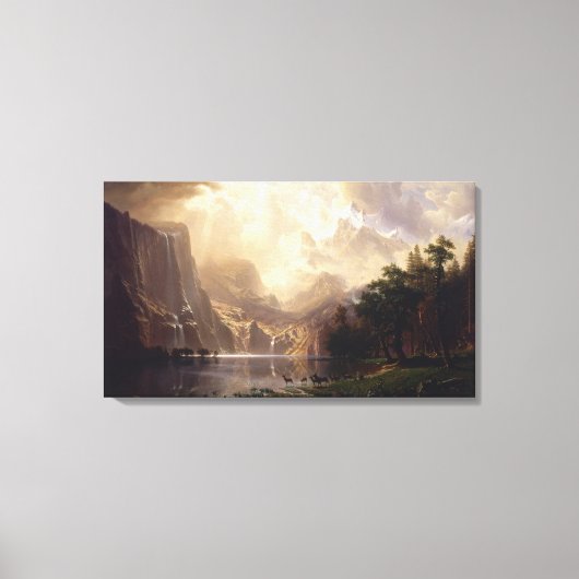 Bierstadt Unter den Bergen der Sierra Nevada Leinwanddruck (Vorderseite)