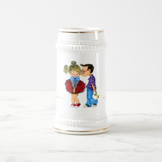 Bierstein mit romantischem Paar - Liebe Bierglas (Mittel)